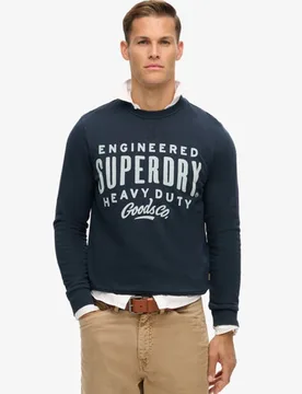 Superdry Herren Machined Goods Workwear Sweatshirt mit Rundhalsausschnitt Marineblau - Größe: Xxl - 79.99 - FashionsVida