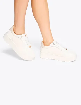 Lace Up Weave Detail Flatform Trainers White female - Kurt geiger - FashionsVida