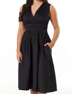 Rockabilly Kleid knielang - Candance Dress - XS bis XL - für Damen - Größe XS - schwarz - Frauen - female - Timeless London - FashionsVida