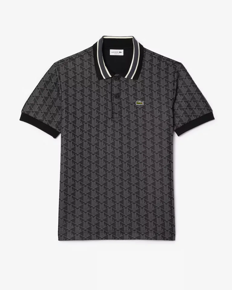 Mens Monogram Polo-Black Cotton - Size Small - Lacoste - FashionsVida