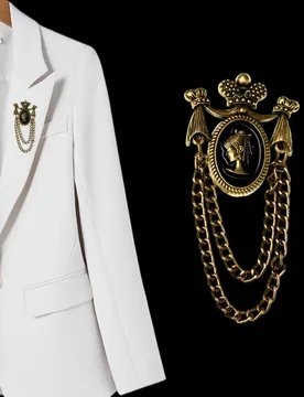Retro Chain Badge Fashion Women's Blazer Brooch Personalized Suit Lapel Pin Crown Beauty Head Badge - Aliexpress - FashionsVida