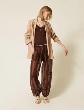 Pantalon de jogging en voile avec dentelle - TWINSET - FashionsVida
