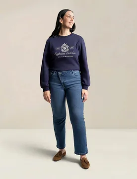 Vaquero cinco bolsillos con parche de rombo - October - FashionsVida