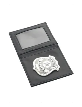 Polizeimarke in Geldbeutel Polizist Accessoire schwarz-silber 10x9cm - Widmann - FashionsVida