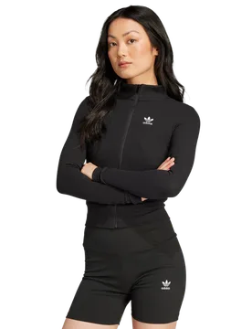 Essentials Ribbed Full-zip Track Top Damen Trainingsoberteile - Schwarz - Größe XXS (26-28) - Baumwoll-Jersey Black XXS (26-28) - Adidas - FashionsVida