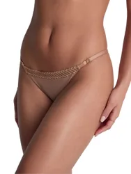 Womens Sheer Emotion Mini Brief - Beige Polyamide - Size Small