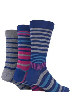 Pair Members Only Comfort Cuff Gentle Bamboo Striped and Plain Socks with Smooth Toe Seams Men's 12-14 Mens - - Multi Coloured - Size: 12-14 Mens - SockShop - FashionsVida