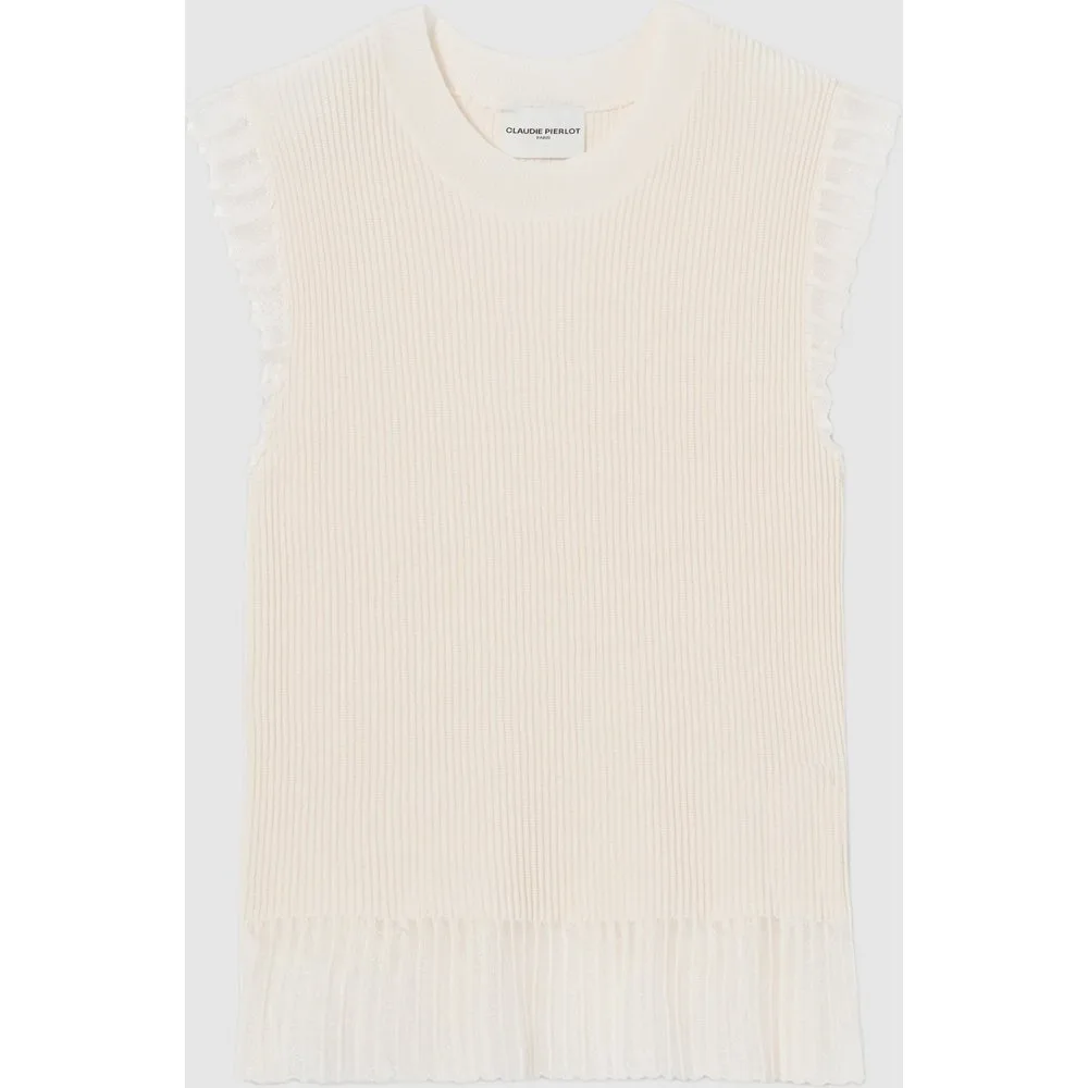Top de punto de mujer cuello alto sin mangas - CLAUDIE PIERLOT - FashionsVida