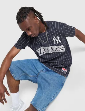 Mens Maglia MLB New York Yankees Pinstripe - Blu, blu blu Uomo taglia S - New era - FashionsVida