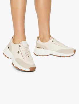 Lace Up Logo Detail Chunky Wedge Trainers Cream female - Kurt geiger - FashionsVida