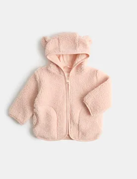 Hooded Borg Jacket with Ears (0-4 Yrs) Pink Mix Female - M&S - FashionsVida
