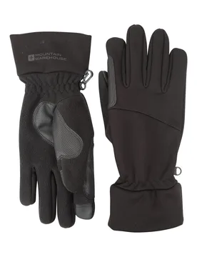 Softshell Womens Touchscreen Gloves - Black - Black - Size: S - Mountain Warehouse - FashionsVida