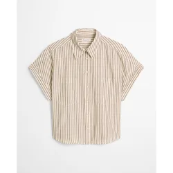 Blusa relajada de rayas de gasa de algodón