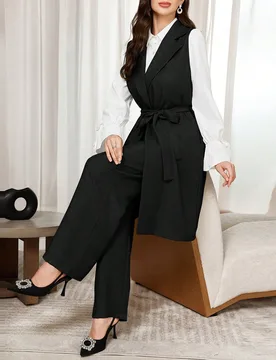 Conjunto elegante de 3 piezas para negocios: chaleco de unicolor, pantalón largo y camisa para el transporte en otoño - 2 piezas XL - Shein - FashionsVida