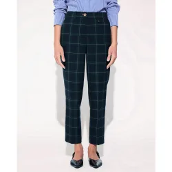 Pantalón de vestir de mujer fit barcelona cuadro escoces