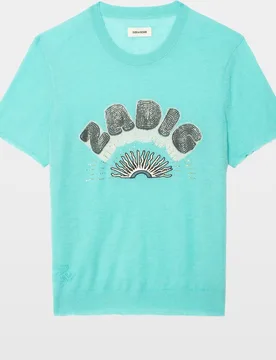 Zadig & Voltaire - Jersey de mujer 100% cachemira con cuello redondo y mangas cortas - Zadig & Voltaire - FashionsVida