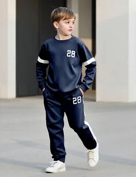 Conjunto de 2 piezas para niños preadolescentes de primavera/otoño, sudadera con estampado de 28 y pantalones, conjunto de vestir casual y elegante - Shein - FashionsVida