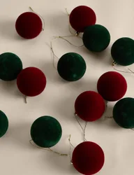 Pack Flocked Shatterproof Baubles Red Mix
