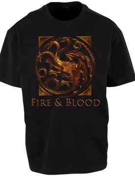 T-Shirt - House of the Dragon - Fire & Blood Metal Emblem - M bis 3XL - Größe 3XL - schwarz - Lizenzierter Fanartikel - Unisex - unisex - Game of Thrones - FashionsVida