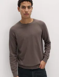 Pure Cotton Crew Neck Jumper Medium Brown male