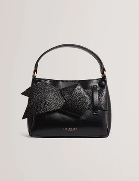 Faux Leather Knot Bow Mini Grab Bag Black female - Ted baker - FashionsVida