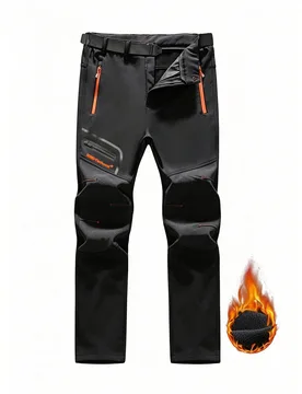 Pantalones cargo para hombre para deportes al aire libre, pantalones rectos con forro térmico para senderismo, otoño/invierno, forro polar, esquí, - Shein - FashionsVida