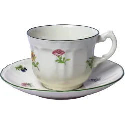 Taza de té con plato Flores y Frutas