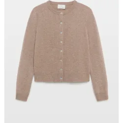 Chaqueta cuello redondo en lana con cashmere de mujer