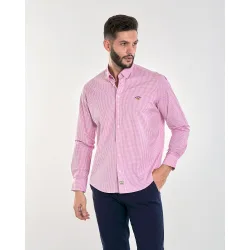 Camisa popelín de hombre corte regular estampado cuadros vichy