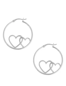 Womens Sterling Silver Heart Outline Creole Hoops - One Size - The Jewellery Stockroom - FashionsVida