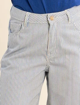 Pantalón ancho de mujer tobillero estampado rayas - Molly Bracken - FashionsVida