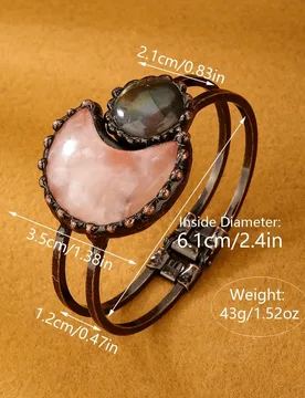 YEEVAA Rose Quartz Labrodite Natural Stone Open Bangle Bracelet Vintage Style Black Color Handcrafted Perfect Gift Idea - Aliexpress - FashionsVida