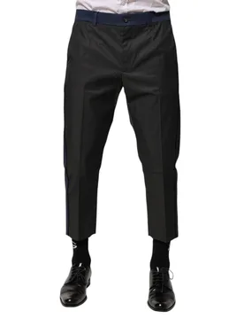 Mens Cropped Contrast Waist Pants - Black - Size Eu 50 (Mens) - Dolce & Gabbana - FashionsVida
