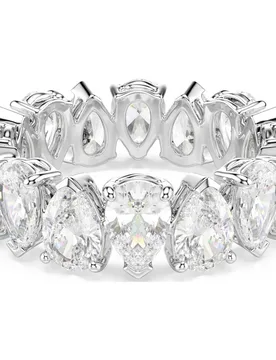 Anello Matrix Vittore, Taglio Pear, Bianco, Placcato color argento 58 - Swarovski - FashionsVida