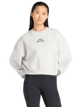 Fleece Damen Sweatshirts - Grau - Größe S - Baumwoll-Jersey Grey S - New Balance - FashionsVida