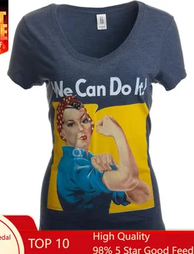 Rosie The Riveter, We Can Do It - Feminist Rosey Rosy V-Neck T-Shirt for Women - Aliexpress - FashionsVida