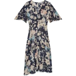 Vestido midi con manga corta y estampado floral