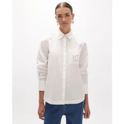 Camisa popelín de mujer fit regular con bolsillo