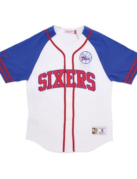 Casacca Bottoni Uomo Nba Practice Day Button Front Jersey Hardwood Classics Phi76e White - Mitchell & Ness - FashionsVida