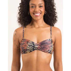 Top de bikini bandeau estampado con relleno