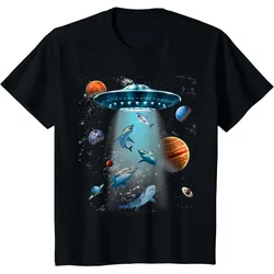 Galaxy Fish Shark Space UFO Alien Stars Sea Ocean Sharks Gift t shirt Vintage Graphic Tee 100% cottonclothes All size Tops S-6XL