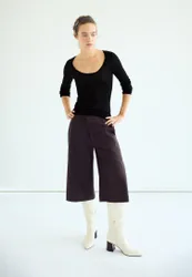 Basic-Pullover aus Wolle und Seide mit Bateau-Ausschnitt Schwarz XL