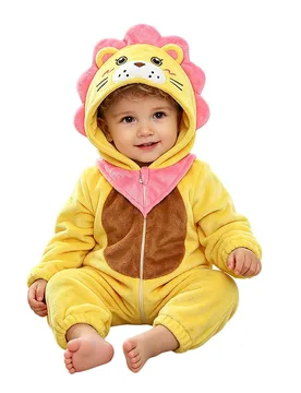 Baby Lion Jumpsuit Animal Onesie Cozy Flannel Pajamas Toddler Romper Plush Dress Up Infant Outfits Halloween Suit - 90 - OLAOLA - FashionsVida