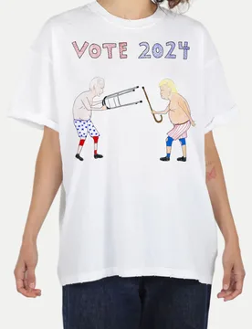 T-Shirt Vote 2024 Weiß S - Unfortunate Portrait - FashionsVida
