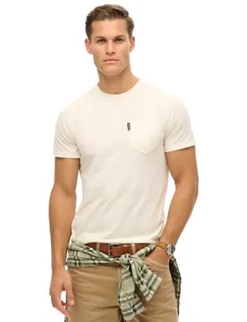 T-shirt à Manches Courtes Classic Essential Pocket Bone White S - Superdry - FashionsVida