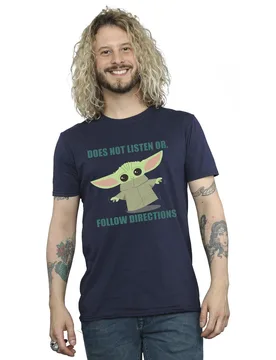 Mens The Mandalorian Grogu Does Not Listen T-Shirt (Navy Blue) Cotton - Size 3xl - Star Wars - FashionsVida