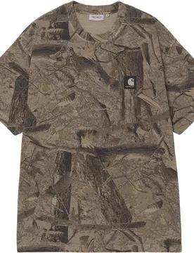 T-shirt oversize en coton biologique - S/S Feather Tree T-Shirt Camo Feather Tree Khaki Shungite Garment Dyed en Coton - Taille M - Carhartt WIP - FashionsVida