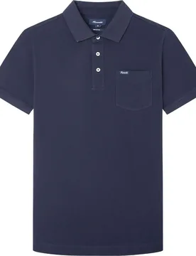 FaÇonnable Polo A Maniche Corte Pima Pocket Marine Blue S - Façonnable - FashionsVida