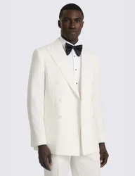 Tailored Fit Wool Blend Tuxedo Jacket Light Cream male