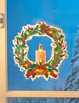 LED-Fensterbild "Weihnachtskranz" - Eldo - FashionsVida